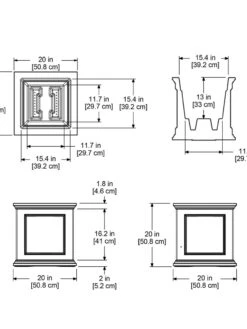 Fairfield Self-Watering Square Planter, 20” X 20” -Green Leaf Tools & Supplies Sales Store 39618 16V tif
