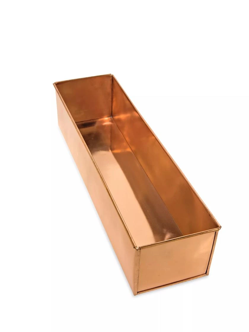 Tall Rectangular Copper Plant Tray, 18" X 5" X 4" 5 Tall Rectangular Copper Plant Tray, 18" X 5" X 4" - Image 5