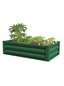 Powder-Coated Metal Raised Garden Bed, 24" X 48" -Green Leaf Tools & Supplies Sales Store 8599393 02V powder coated metal raised garden bed 24x49 forest green