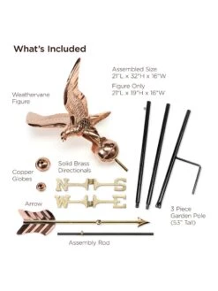 Eagle Garden Copper Weathervane With Pole -Green Leaf Tools & Supplies Sales Store 8600279 01v