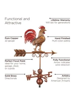 Bantam Rooster Copper Weathervane -Green Leaf Tools & Supplies Sales Store 8600280 05v