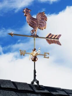 Rooster Cottage Copper Weathervane With Roof Mount -Green Leaf Tools & Supplies Sales Store 8600284 02v