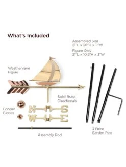 Sailboat Garden Copper Weathervane With Pole 6 Sailboat Garden Copper Weathervane With Pole -Green Leaf Tools & Supplies Sales Store 8600348 02v