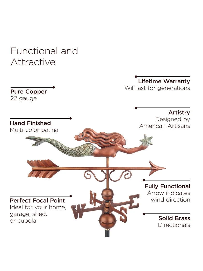 Little Mermaid Copper Weathervane 3 Little Mermaid Copper Weathervane - Image 3