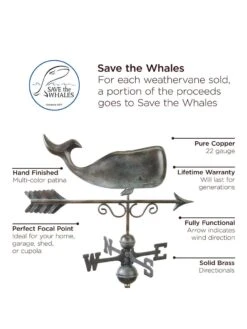 Save The Whales™ Copper Weathervane -Green Leaf Tools & Supplies Sales Store 8600371 01v