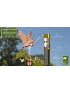 Graceful Blue Heron Copper Weathervane -Green Leaf Tools & Supplies Sales Store 8600374 02v