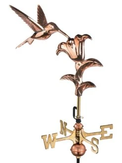 Hummingbird Cottage Copper Weathervane With Roof Mount -Green Leaf Tools & Supplies Sales Store 8600377 01v hummingbird garden copper weathervane pole 1