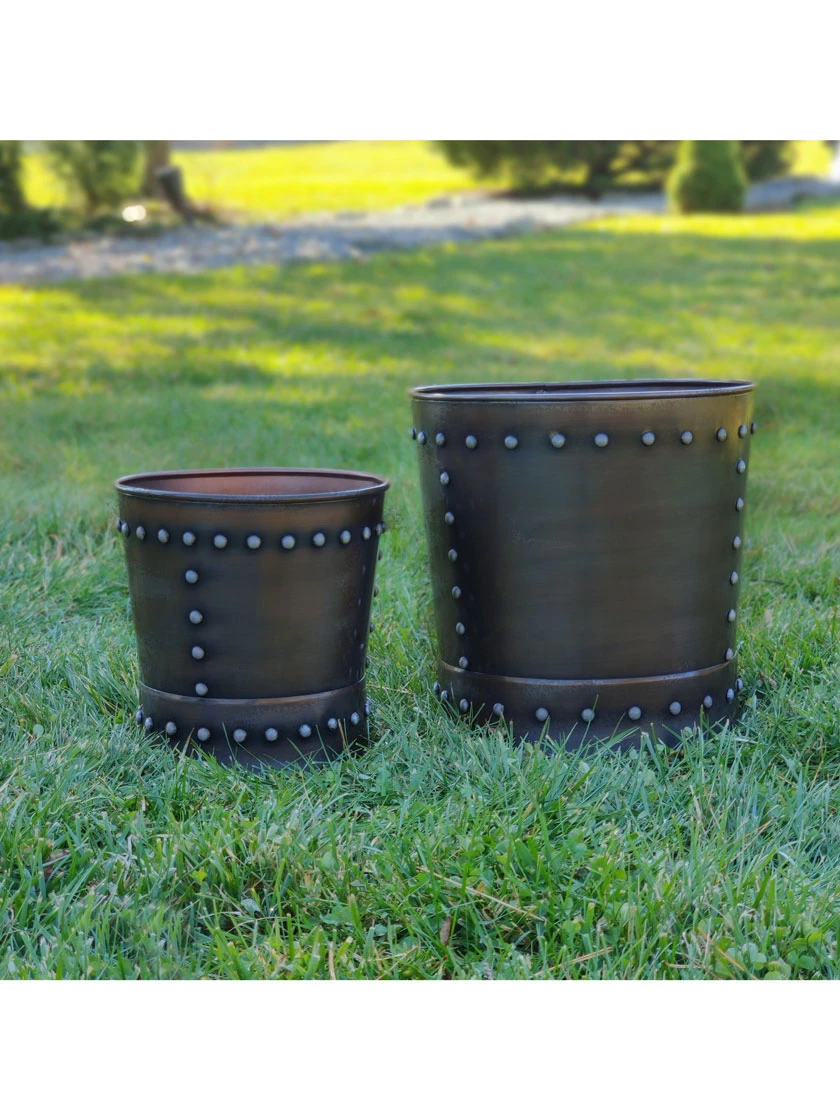 Riveted Planters, Set Of 2 1 Riveted Planters, Set Of 2