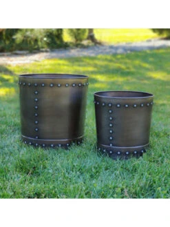 Riveted Planters, Set Of 2 10 Riveted Planters, Set Of 2 -Green Leaf Tools & Supplies Sales Store 8610081 01v