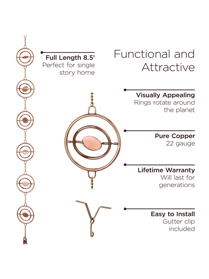 Stellar Copper Rain Chain, 8.5ft 3 Stellar Copper Rain Chain, 8.5ft - Image 3