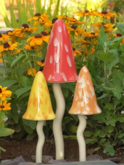 Potting Shed Tinkling Toadstool Sculptures, Set Of 3 -Green Leaf Tools & Supplies Sales Store 8611730 sum 03v