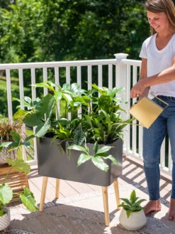 Ava Self-Watering Rectangular Planter -Green Leaf Tools & Supplies Sales Store 8612691 0011