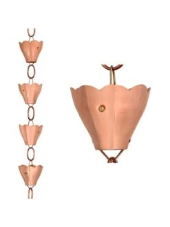 Tulip Pure Copper Rain Chain, 8.5' 10 Tulip Pure Copper Rain Chain, 8.5' -Green Leaf Tools & Supplies Sales Store 8612740 03v